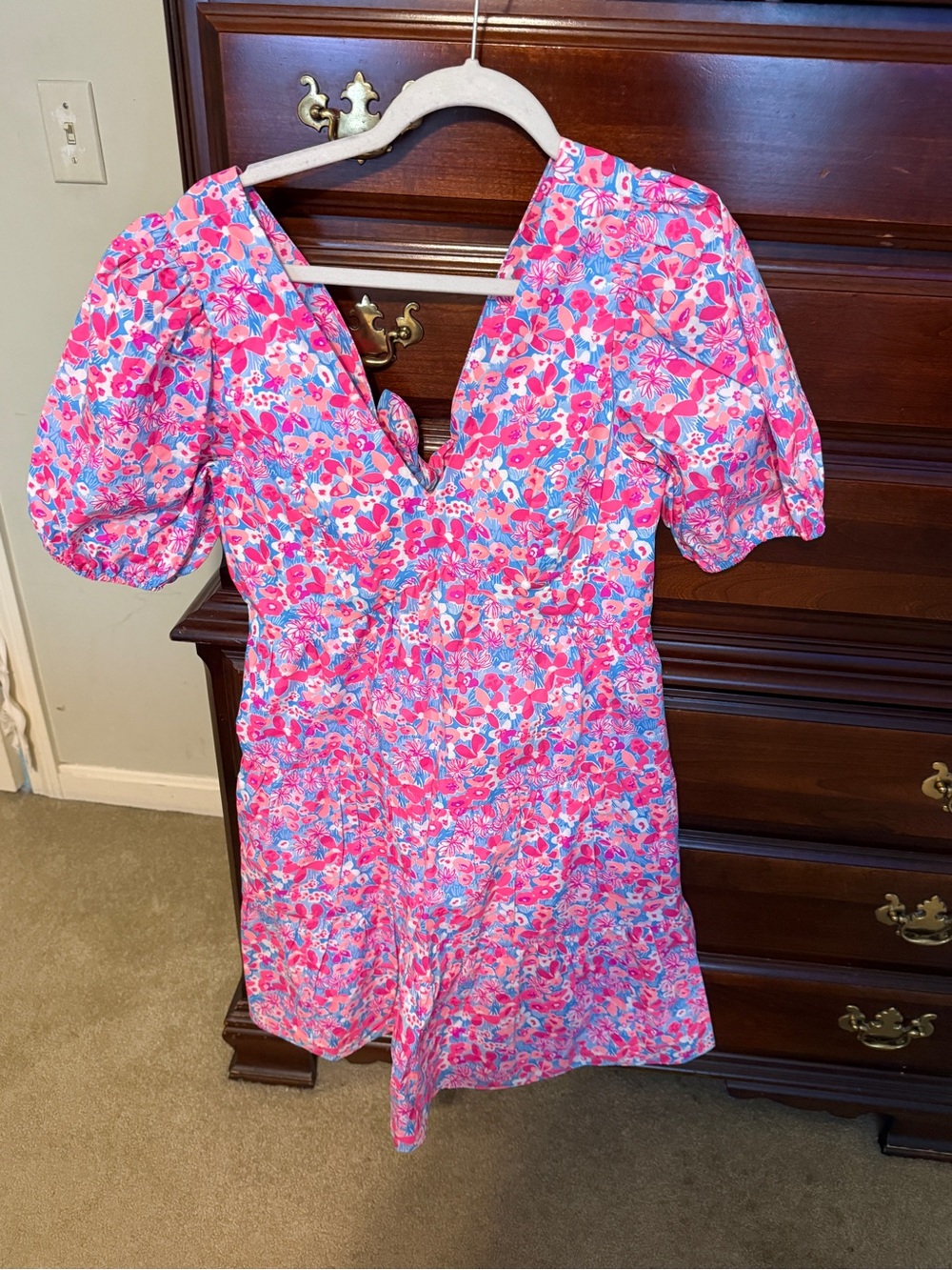 Lilly Pulitzer Floral Puff Sleeve Dress – Size Medium 🌸💖